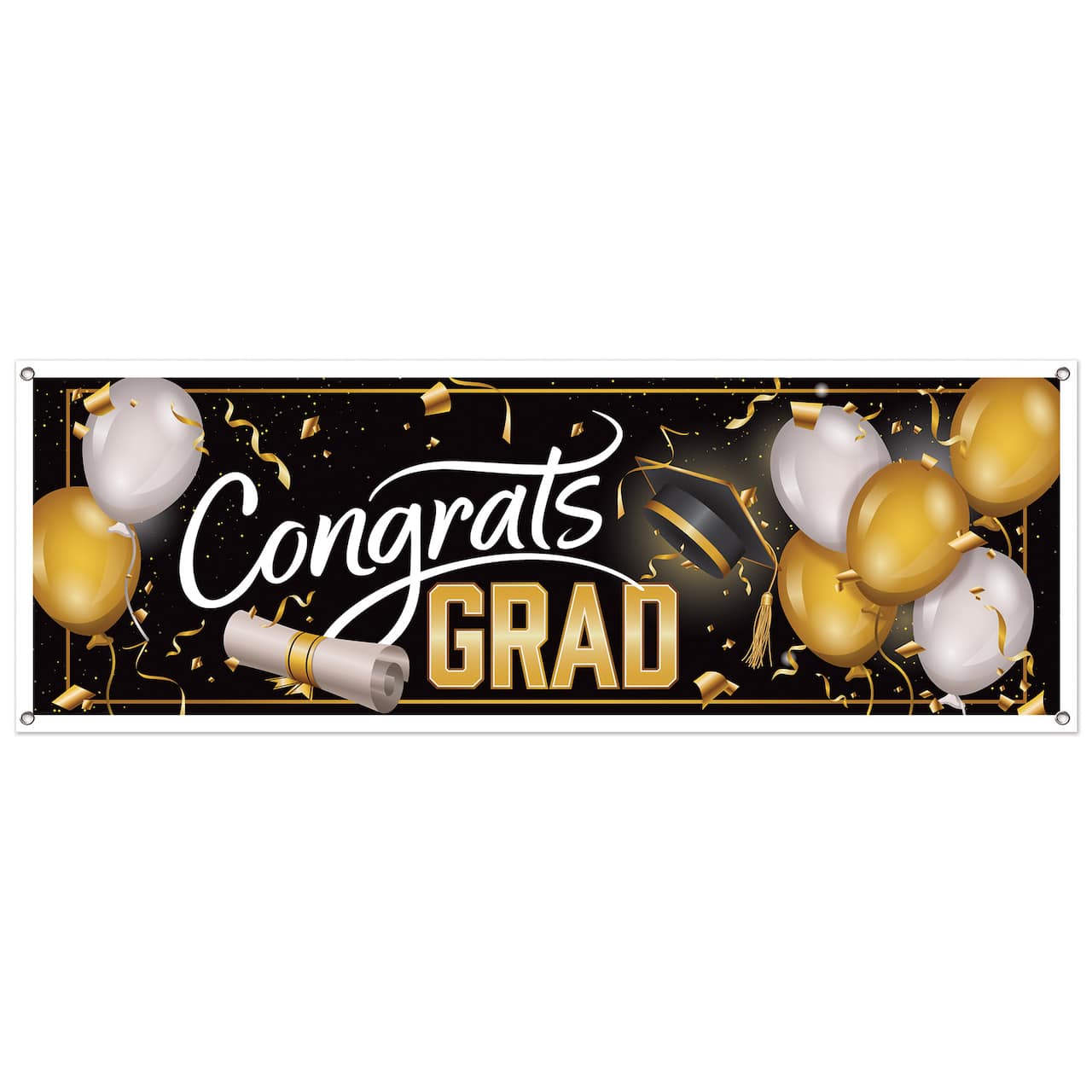 Beistle 5ft. x 21" Black & Gold Congrats Grad Sign Banner